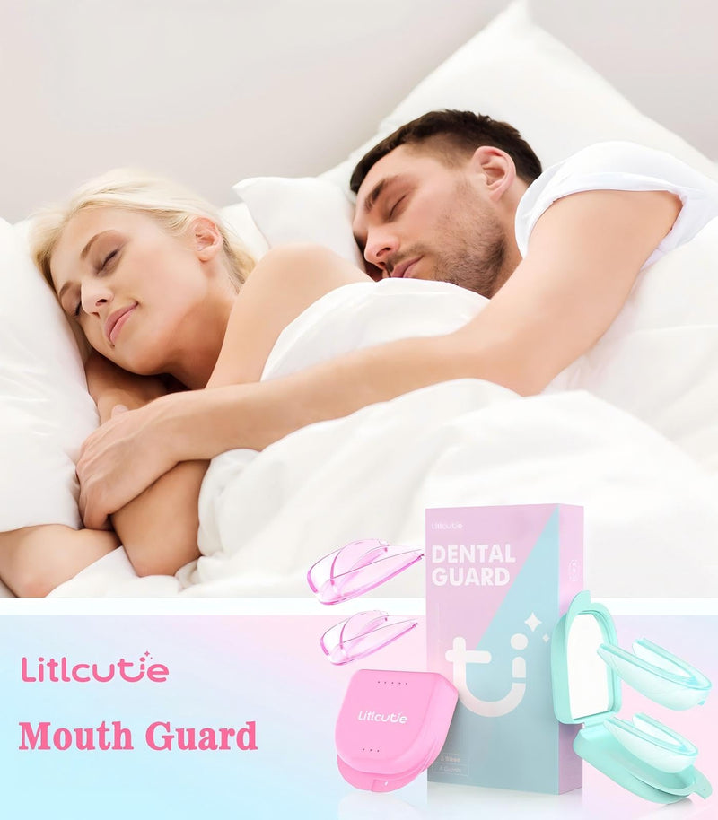 Anti Grinding Guard, 2 Color Night Guards for Teeth Grinding, 4 Pcs/2 Sizes, Green/Pink
