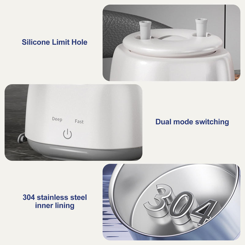 Ultrasonic Retainer Cleaner Machine 48kHz Denture Cleaning Pod, 280ML Dental Deep Cleaning Pod for Dentures, Aligners, Invisalign, Mouth Guards, Night Guards, Jewelry, Toothbrush (White) white