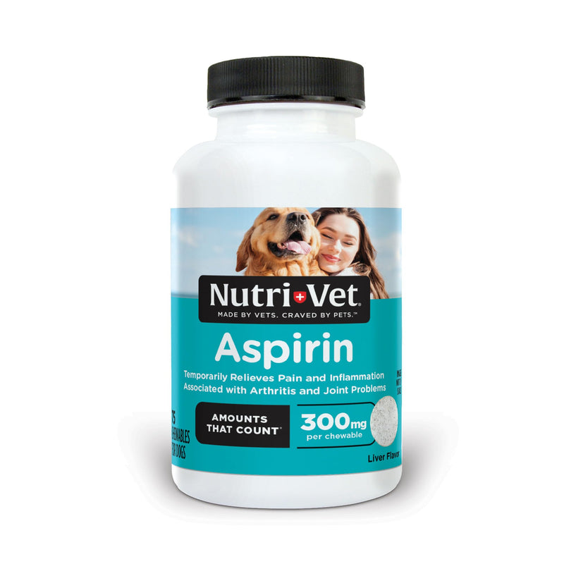 Nutri-Vet Aspirin for Dogs, Dog Aspirin, Pet Essentials, Inflammation Care, Joint Support for Seniors, Arthritis Pain Relief, 300mg per Tablet, Over 50 lbs, 75 Count 300mg for Medium & Large Dogs
