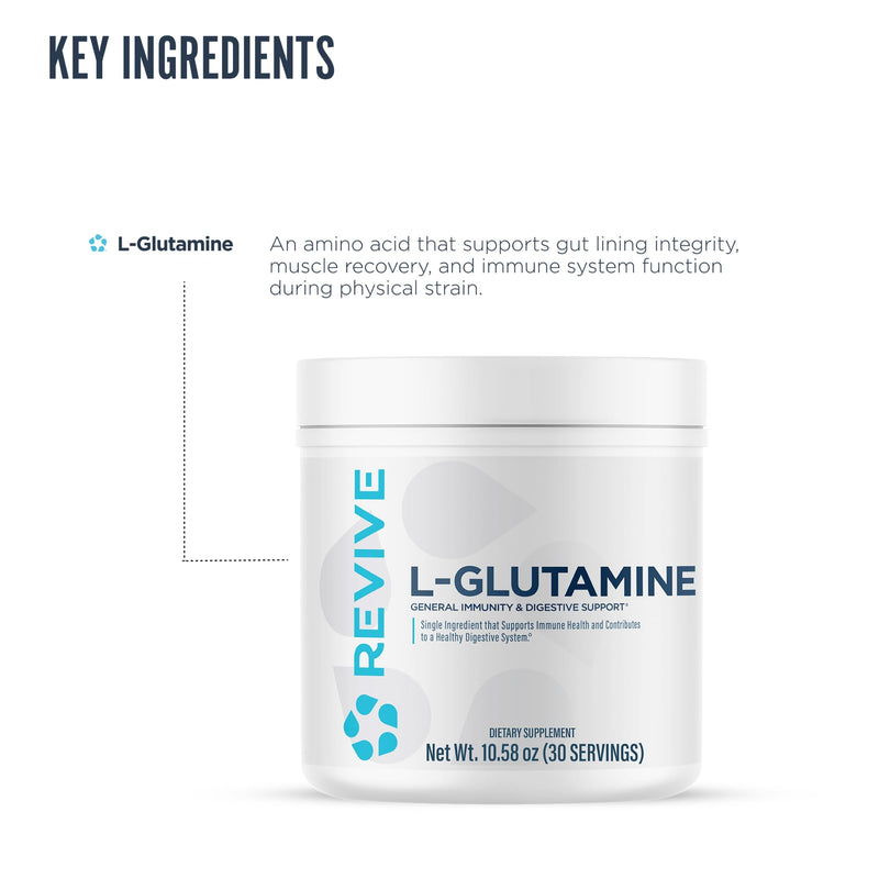 Revive Gut L-Glutamine Powder MD - Muscle Recovery & Immune System Booster for Adults - Promotes Digestive Health & Reduces Muscle Soreness - Immunity & Digestion Vegan Pure L Glutamine Supplement - BeesActive Australia