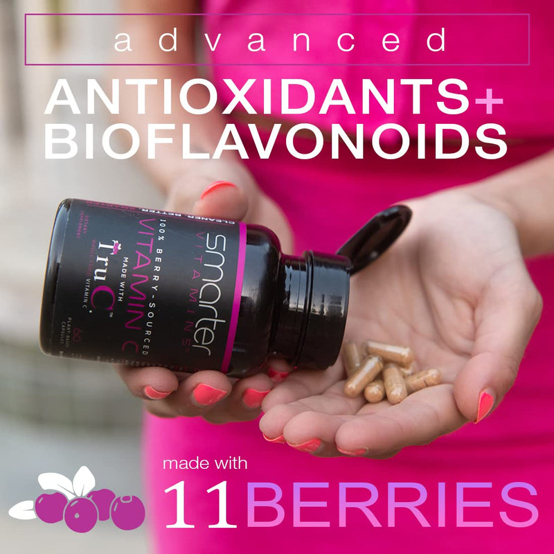 Whole Food Vitamin C Capsules from 11 Berries with Antioxidants, 60 Count | Plant-based TruC with bioflavonoids and polyphenols for immune, collagen and skin support; vegan, non-GMO and easy to digest 1