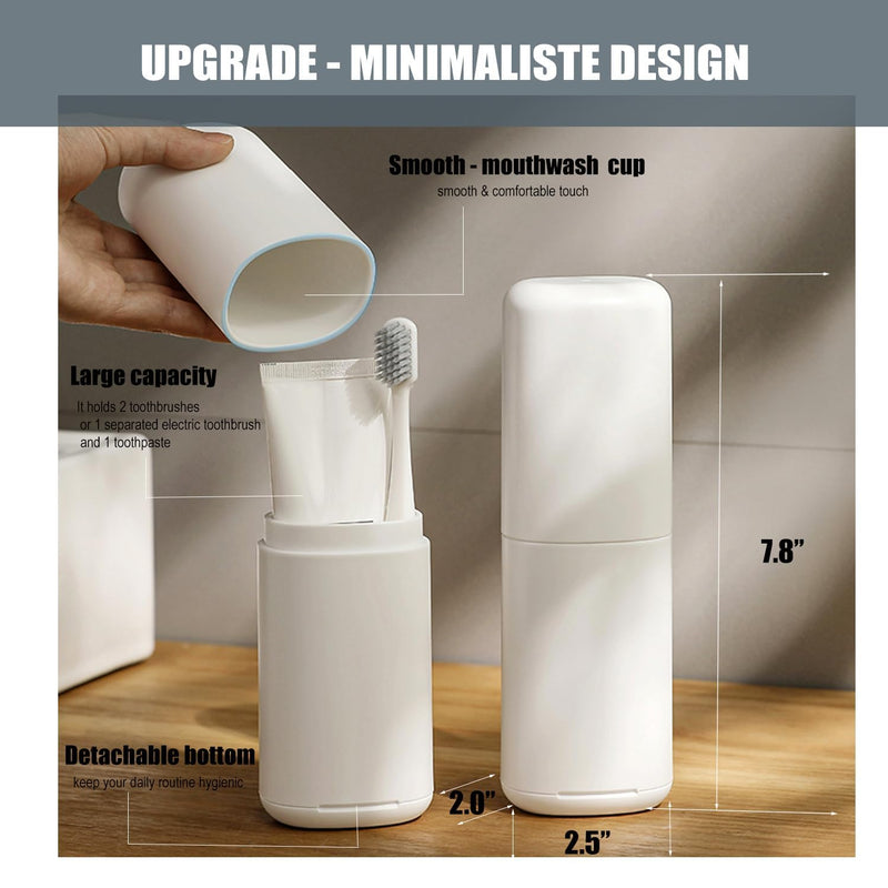 Toothbrush-Travel-Case-Minimalist, Small-Toothbrush-Holder-Easy-Cleaning, Comfortable-Portable-Toothbrush Travel-Container-for-Camping-School-Trip White - BeesActive Australia