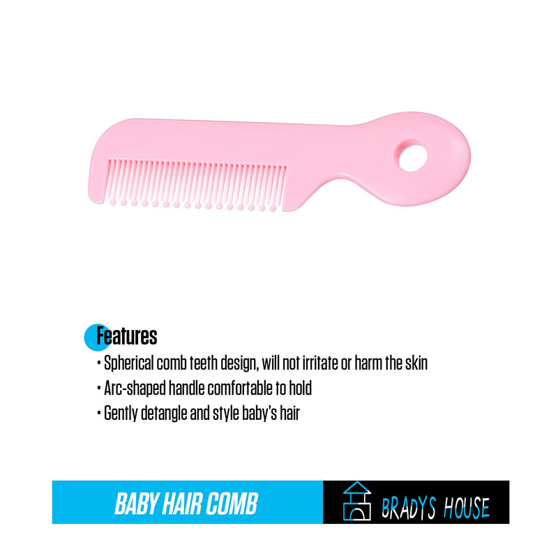3 Piece Baby Hair Brush and Comb Set for Newborns and Toddlers (Pink)