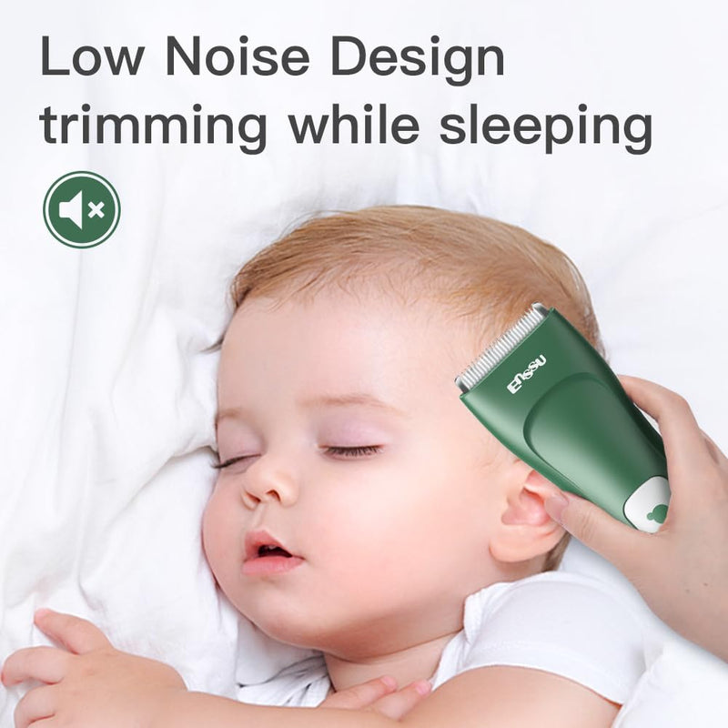 Baby Hair Clippers for Beginners - 13 Pieces Professional Baby Hair Cutting Kit, Silent Hair Clippers Autism with IPX7 Waterproof, Safe Ceramic Blades and LCD Display for Babies & Children & Adults Emerald - BeesActive Australia