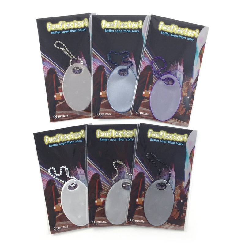 funflector Safety Reflectors - Basic Shapes - Stylish Reflective Gear for Jackets, Bags, Purses, Backpacks, Strollers and Wheelchairs - Made in USA Ovals-Mixed Colors-6-pack