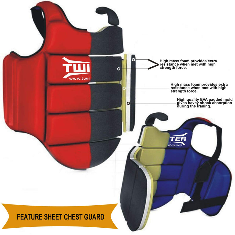 Twister Karate Taekwondo Boxing Muay Thai MMA Chest Guard | Reversible Chest Protector for Men and Women | Abdominal Protector for Training X-Large - BeesActive Australia