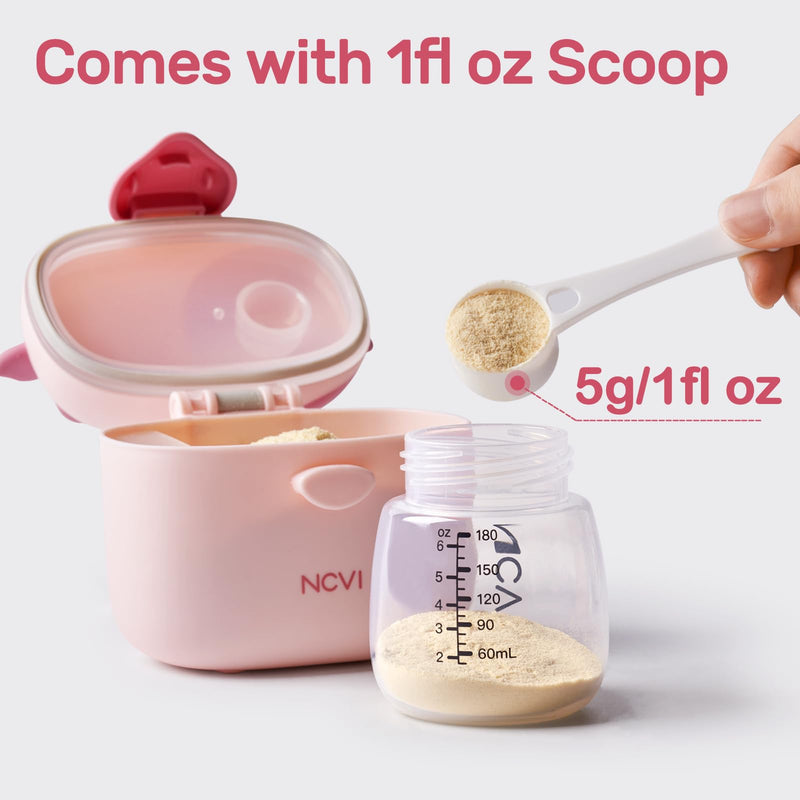 NCVI Baby Formula Dispenser On The Go, Formula Container To Go, Formula Holder for Travel, Outdoor Picnic with Baby Infant, Portable Container for Milk Powder, Snacks, Candy, Fruits (Pink) Pink Cow - BeesActive Australia