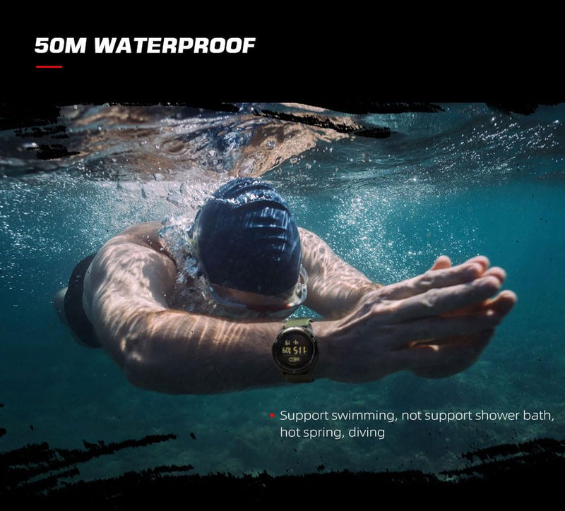 NORTH EDGE Tactical Survival Watch Men Military Watch Men Women Digital Wrist Watch for Outdoor Sports Pedometer Compass Calories Durable Nylon Strap Black