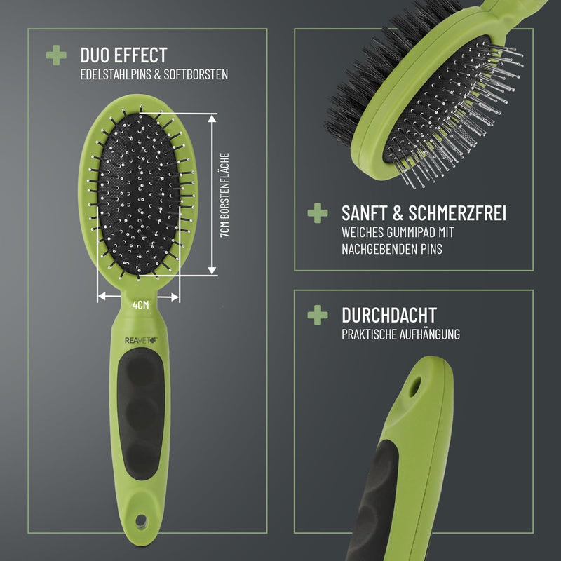 ReaVET 2-in-1 dog brush, cat brush for long hair and short hair - also for puppies and cats I smoothing, detangling, brushing out I all-round talent for daily grooming - BeesActive Australia