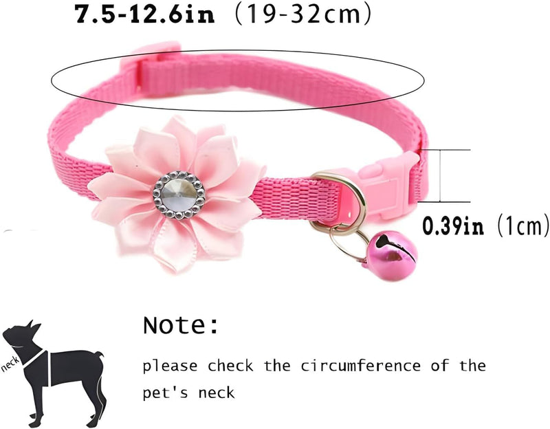 Flower Dog Cat Collar for Small Dogs Girl Cats Cute Floral Female Male Collar for XS S Small Puppy Girl boy Pets Animal ketten Yorkie Neck 7-12 inch (Red) Red - BeesActive Australia