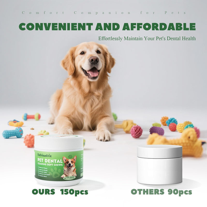 Dog Teeth Cleaning Chews, Dog Dental Chews for Plaque & Tartar Control with Natural Enzymes, Dental Care for Dogs with Probiotic, Fresh Breath for Small Medium Large Dogs
