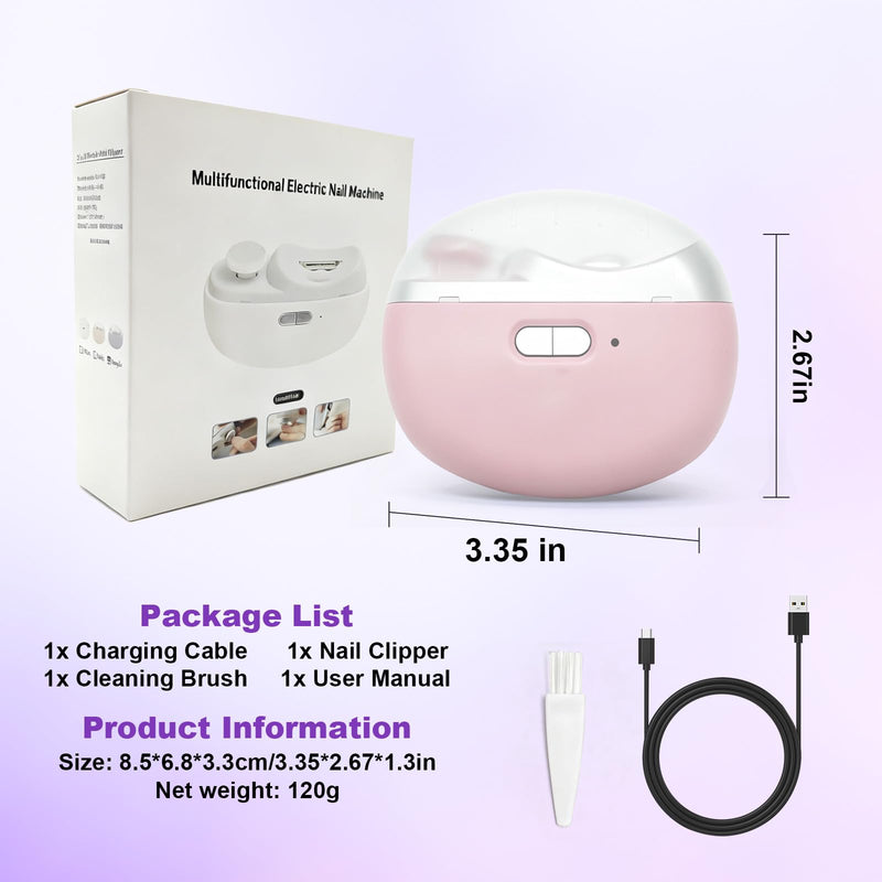 Electric Nail Clipper, 2 in 1 Electric Nail Clippers for Seniors and Adults, Baby Automatic Nail Clipper with Polishing, Light & Storage, Smart Nail Clipper 2-Speed for Fingernail (Pink) Pink - BeesActive Australia