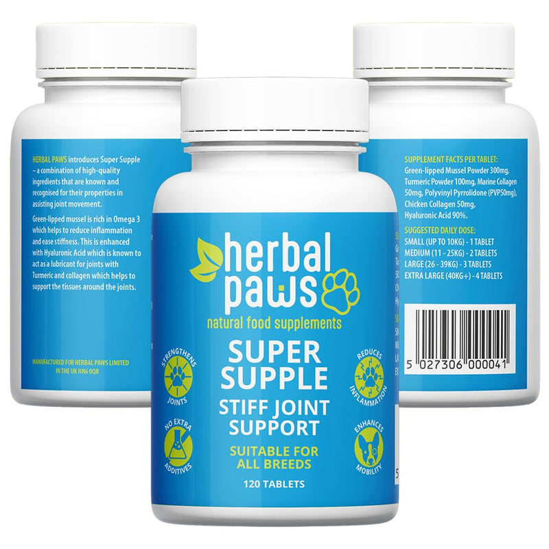 Super Supple Dog Joint Supplement - Green Lipped Mussel and Turmeric - Plant-Based - Supports Mobility and Healthy Joints