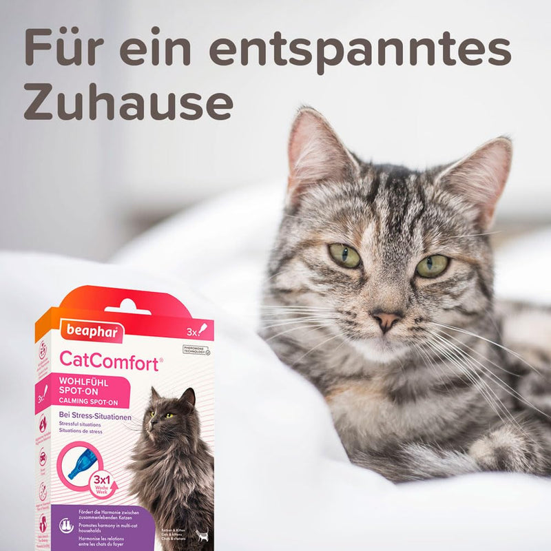 BEAPHAR - CatComfort® feel-good spot-on for cats and kittens - promotes harmony between cats living together - with pheromones - ideal for stress - also for outdoor cats - enough for 3x1 week - BeesActive Australia