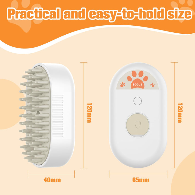 Cat Steam Brush,3 in 1 Steam Brush for Cats,Rechargeable Dog Steam Brush for Shedding,Spritz Defur Comb for Cats Massage andGrooming,Silicone Pet Steam Brush for Long and Short Hair Cats Dogs White - BeesActive Australia