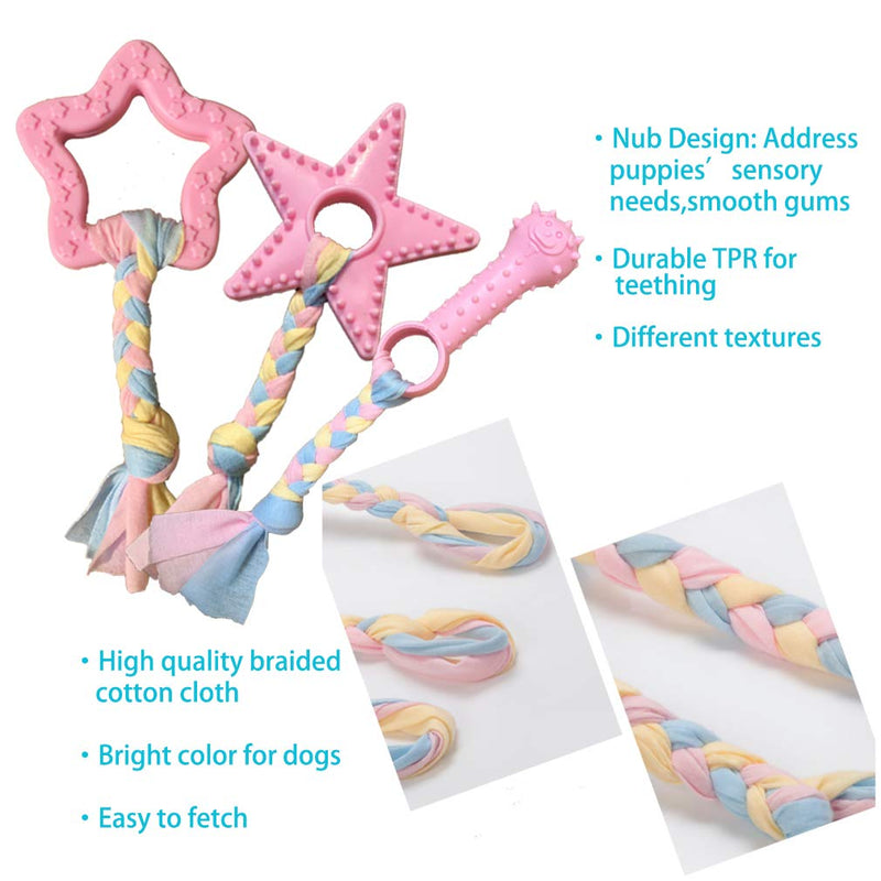 Puppy Toys for Teething, Puppy Chew Toys for Small Dogs, Crinkle Dog Toys Small Breed Boredom and stimulating, Dog Toys for Small Dogs, Pink, 5-Pack - BeesActive Australia