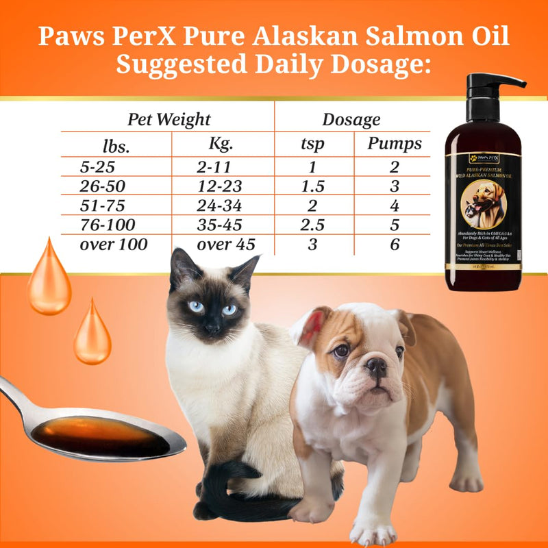Human Grade, Naturally Caught, Pure-Premium Wild Alaskan Salmon Oil for Dogs & Cats; Rich in Omega-3 EPA and DHA Fatty Acids; (One, 16 fl oz Bottle) - BeesActive Australia