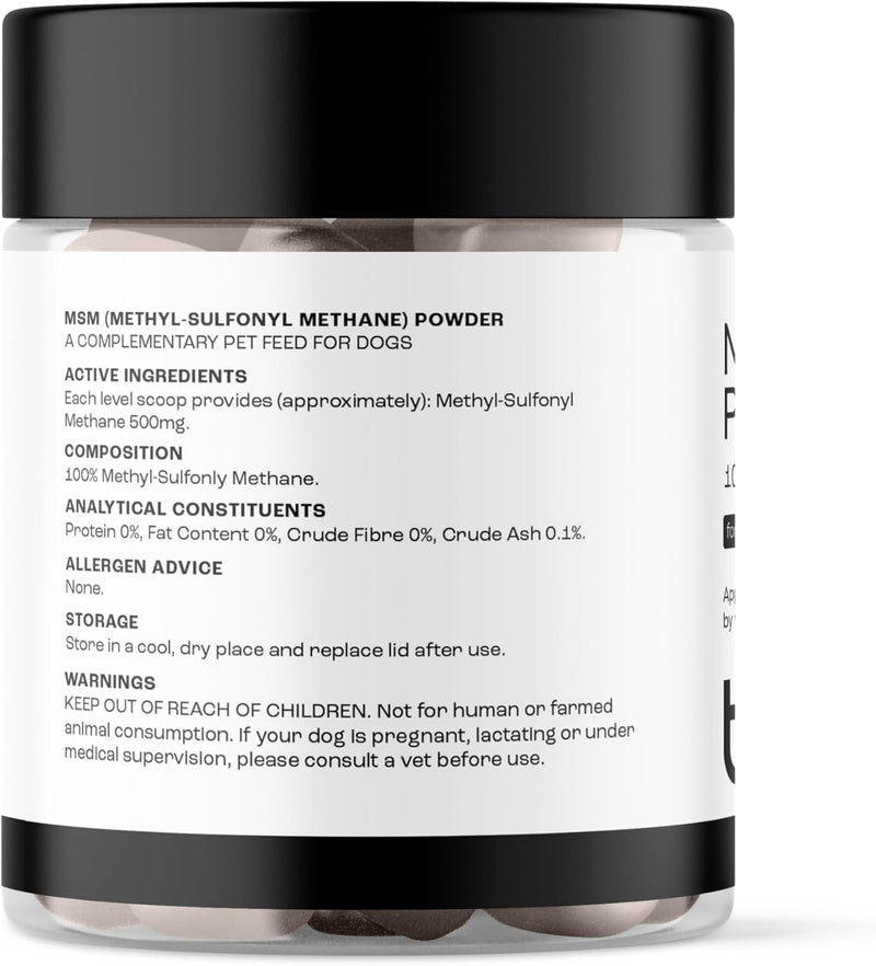 puptons MSM Powder for Dogs | Reduce Joint Inflammation | Improve Your Dogs Mobility & Range of Motion | MSM Powder for All Dogs | 250g (500 scoops)