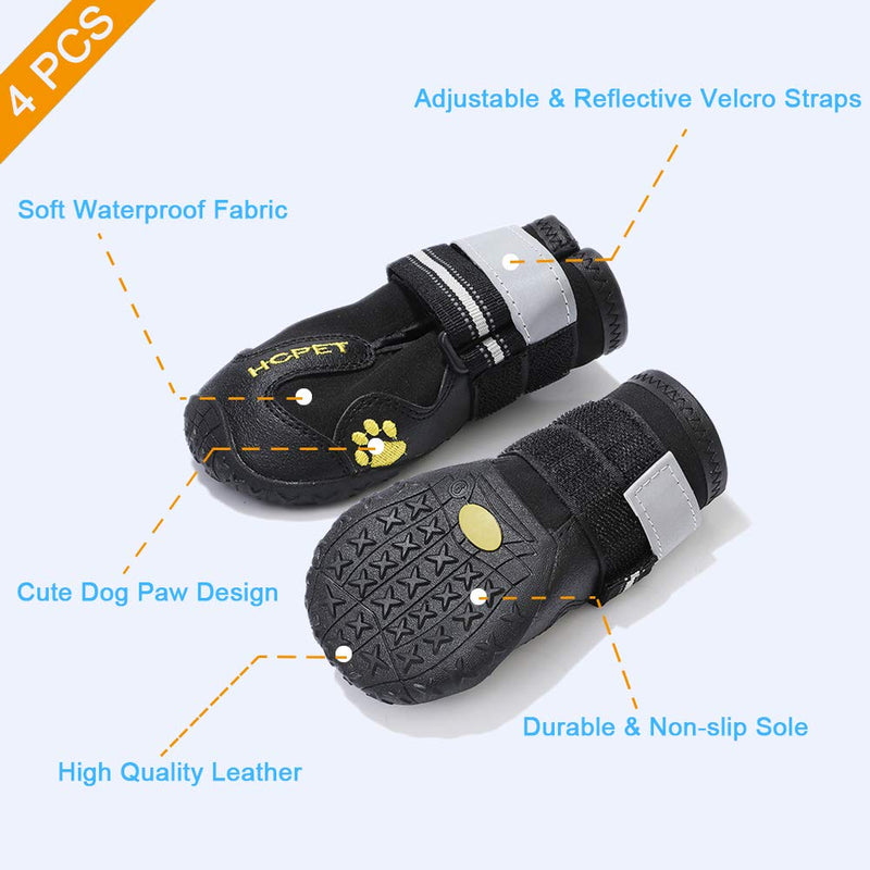 Dog Snow Boots for Winter Durable Waterproof Anti-Slip Dog Booties for Winter Dog Shoes for Medium Large Size Dogs with Adjustable Reflective Straps Dog Boots & Paw Protectors Black Size 8 8#: 2.95 Inch Width for 80-95 lbs - BeesActive Australia