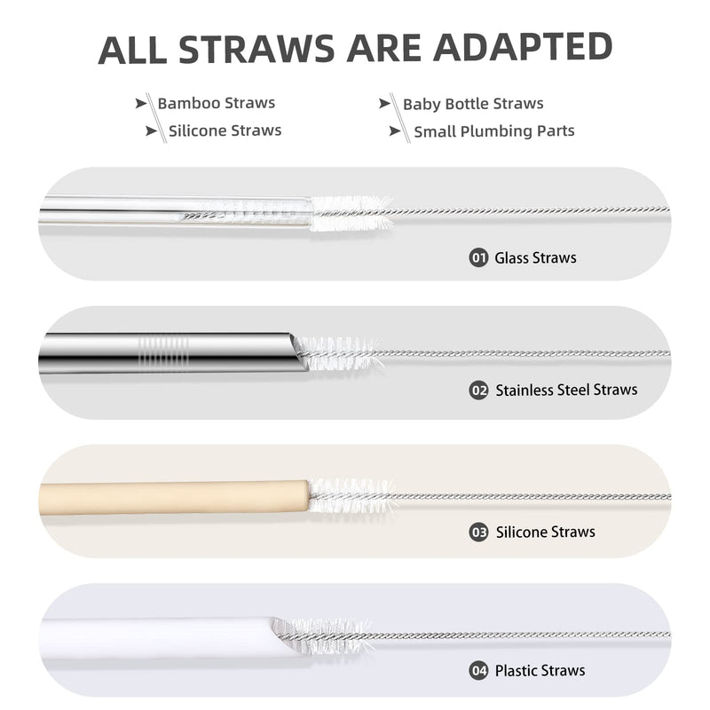Hiware Straw Cleaner Brush Set, 8-Piece Long Cleaning Brush for Straws on Tumbler, Water Bottle, Sippy Cup, and Pipes, Tubes or Hummingbird Feeders Clear - BeesActive Australia