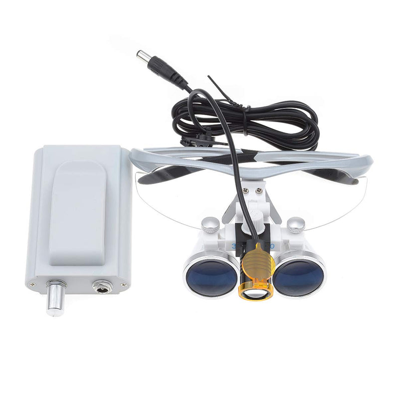 3.5X-420mm Loupes Binocular Magnifier Loupe with 3W LED Spot Filter Headlamp (Silver) Silver - BeesActive Australia