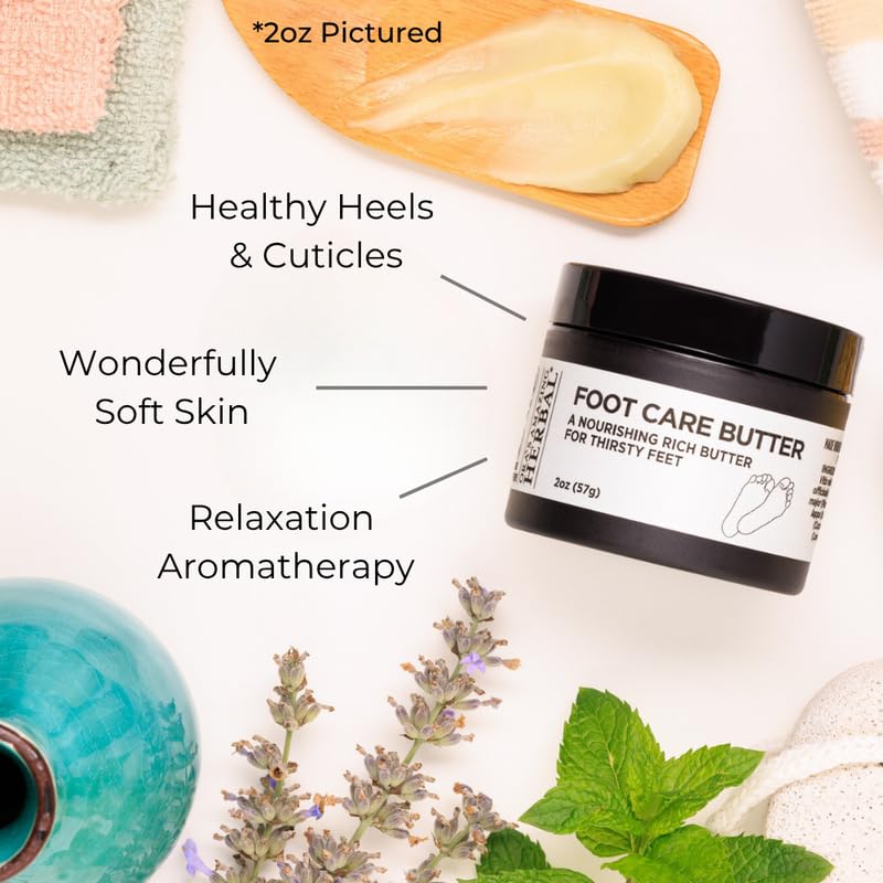 Ora's Amazing Herbal Foot Care Butter, Heel Balm, Foot Balm, Repair Cream for Dry Cracked Heels & Feet (8 oz) Tea Tree, Lavender, Peppermint 8 Ounce (Pack of 1) - BeesActive Australia