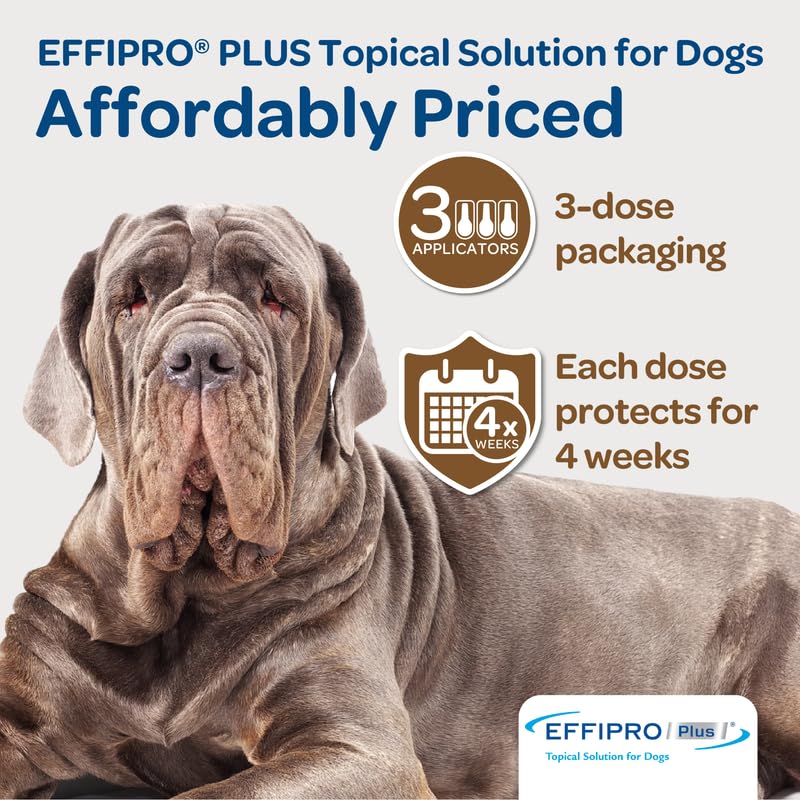 EFFIPRO PLUS Topical Solution for Dogs - Waterproof Dog Flea and Tick Treatment for X-Large Dogs (89-132lbs) 3 Doses by Virbac
