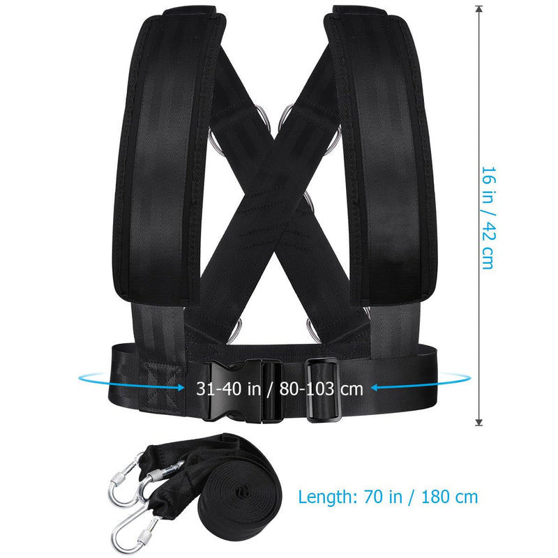 BESPORTBLE Adjustable Sled Harness - with Resistance Band for Strength and Fitness Training Padded Shoulder Straps and Waist Belt for Workout Sled Pulling Durable Neoprene and Polyester Vest