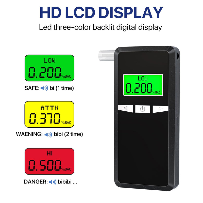 Breathalyzer,Upgrade Professional-Grade Accuracy Alcohol Tester with Digital Blue LCD Display for Home or Party Use with 10 Mouthpieces - BeesActive Australia