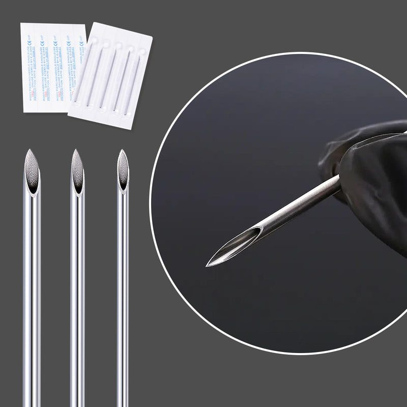 20G Body Piercing Needles,10pcs DJCIW Sterile Disposable Stainless Steel Needles for Ear, Nose, Navel, Nipple, Lip - Piercings 20G(0.8mm)-10pcs - BeesActive Australia
