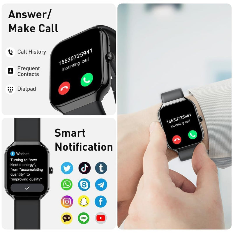 Smart Watch(Answer/Make Call), 1.96" HD Smartwatch for Men Women, 2026 Fitness Watch with 110+ Sport Modes/Heart Rate/Sleep Monitor/Pedometer, IP68 Waterproof Fitness Activity Tracker for Android iOS - BeesActive Australia