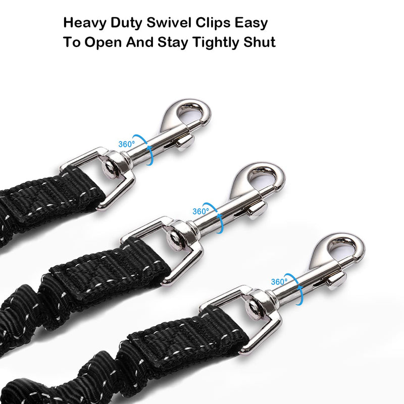 3 Way Dog Leash Coupler Heavy Duty No Pull Multiple Double Tangle Free Trio Nylon Bungee Cord Stretchy Sturdy Pups Lead for Small Medium Dogs Training Walking Doggy Puppy - BeesActive Australia