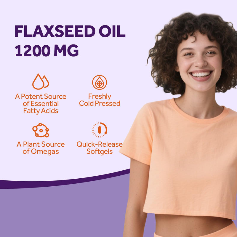 Doctor's Recipes Flaxseed Oil, 1200 mg, Freshly Cold Pressed, High in ALA, Omega 3 6 9, No Gluten, No Soy, for Heart Health, Non GMO, 60 Softgels 60 Count (Pack of 1) - BeesActive Australia