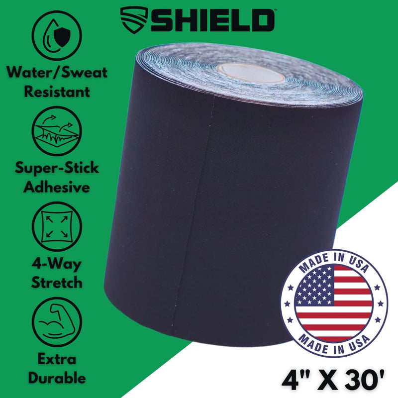 SHIELD Turf Tape Football – USA Made – 30 Ft, Flexible Arm Protection, Sweatproof Athletic Tape, Durable 4-Way Stretch – Black - BeesActive Australia