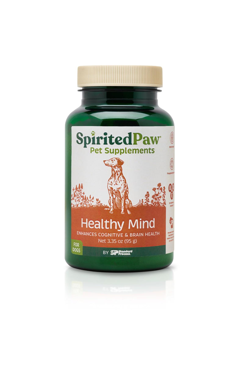Spirited Paw Healthy Mind - Supports Brain Function for Adult & Senior Dogs - Brain Nourishment for Healthy Memory Support - Farm-Grown Ingredients & No Artificial Fillers - 3.35 oz