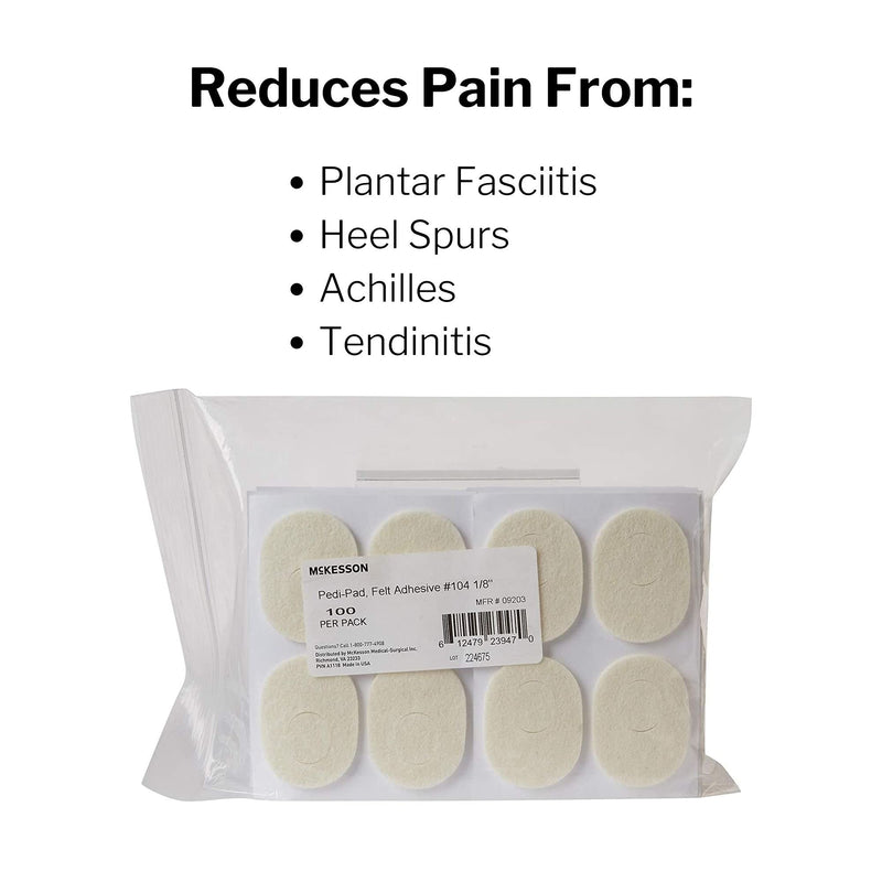 McKesson Pedi-Pad Felt Adhesive, Foot, Size 104, 1/8 in, 100 Count - BeesActive Australia