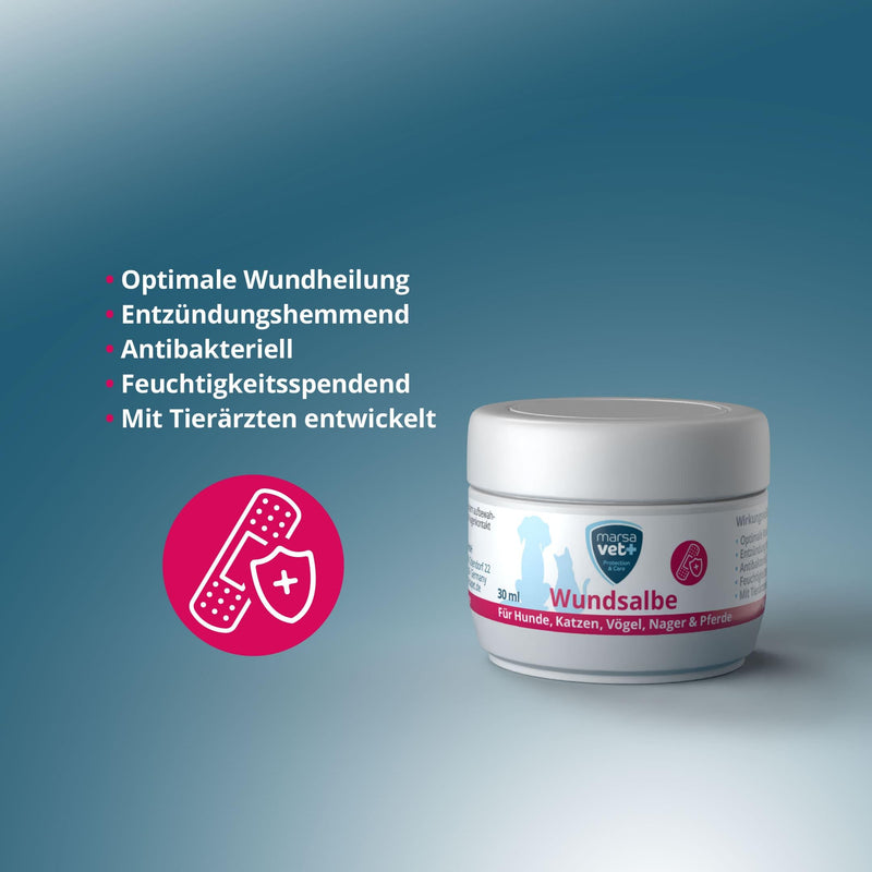 Marsavet+ 30ml wound ointment for dogs, cats, birds, rodents, horses and more. Zinc, propolis, hyaluronic acid and D-panthenol - promotes healing and prevents skin inflammation. Premium quality. - BeesActive Australia