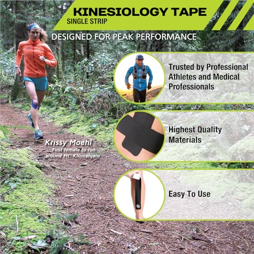 Pro-Tec Athletics Kinesiology Tape, Pre-Cut Strips for Muscle Tightness, Soft Tissue Support, Circulation, Reduced Fatigue Pink/Black