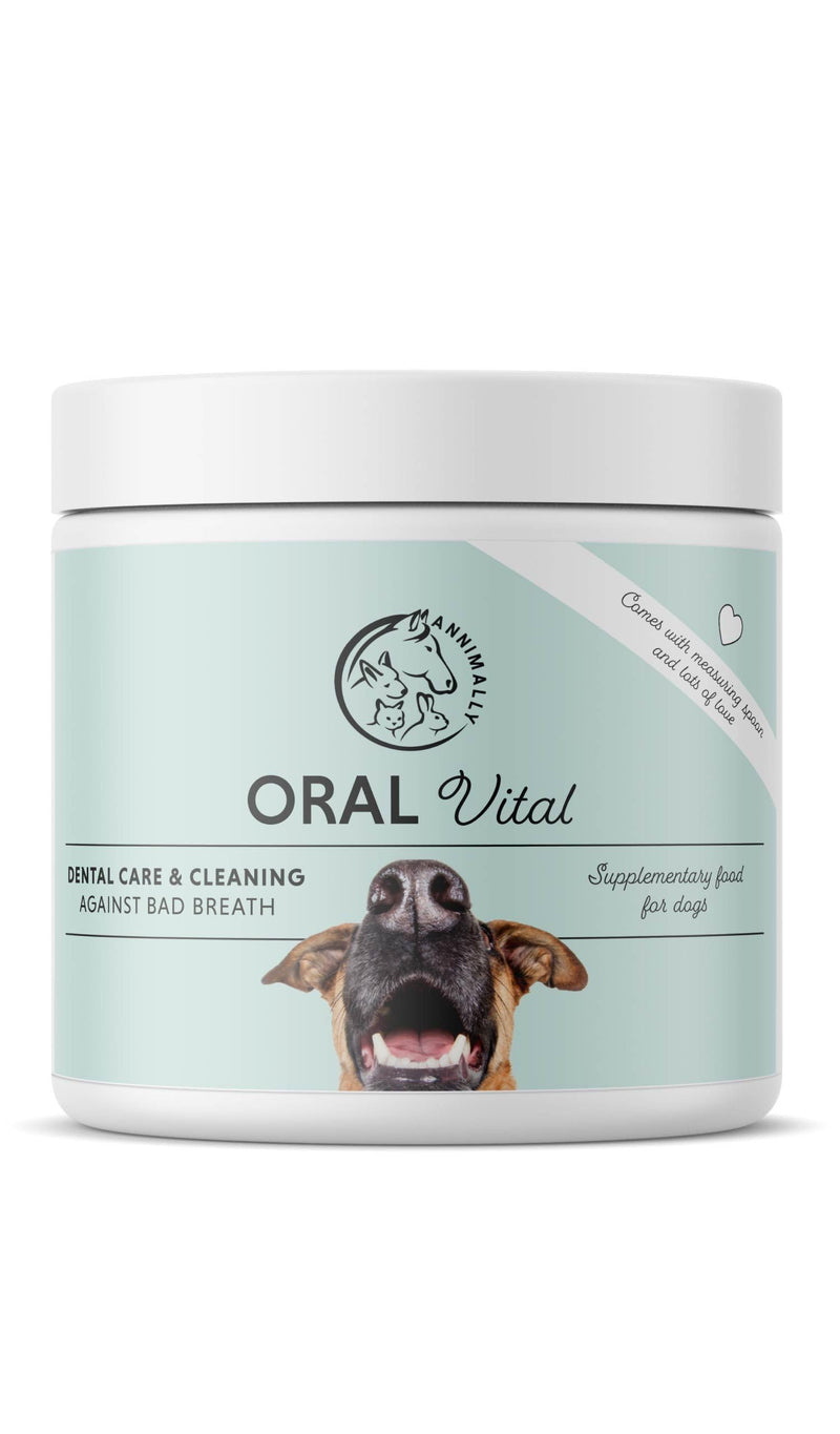 Annimally Oral Vital for Dogs 100 g - Daily Dental Powder with Eggshell Powder, Parsley, Seaweed, Peppermint & Spirulina, Made in Germany 100 g (Pack of 1)