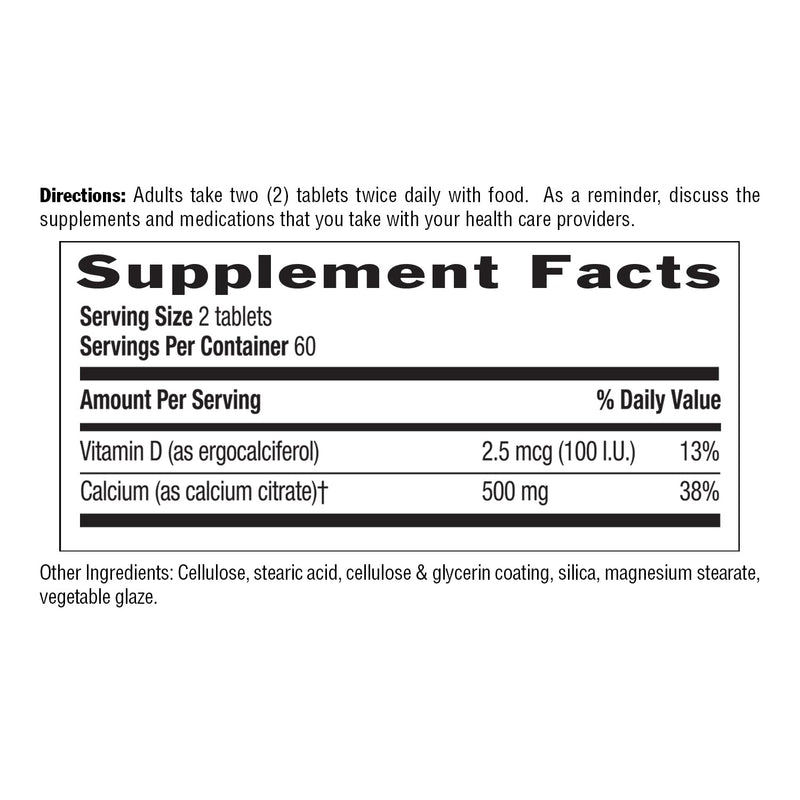 Country Life Calcium Citrate with Vitamin D, 500mg, 120 Tablets | Formulated to maximize calcium absorption*, Supports body availability of calcium*, Vegan, Gluten-Free, Halal & Kosher Parve 120 Count (Pack of 1)