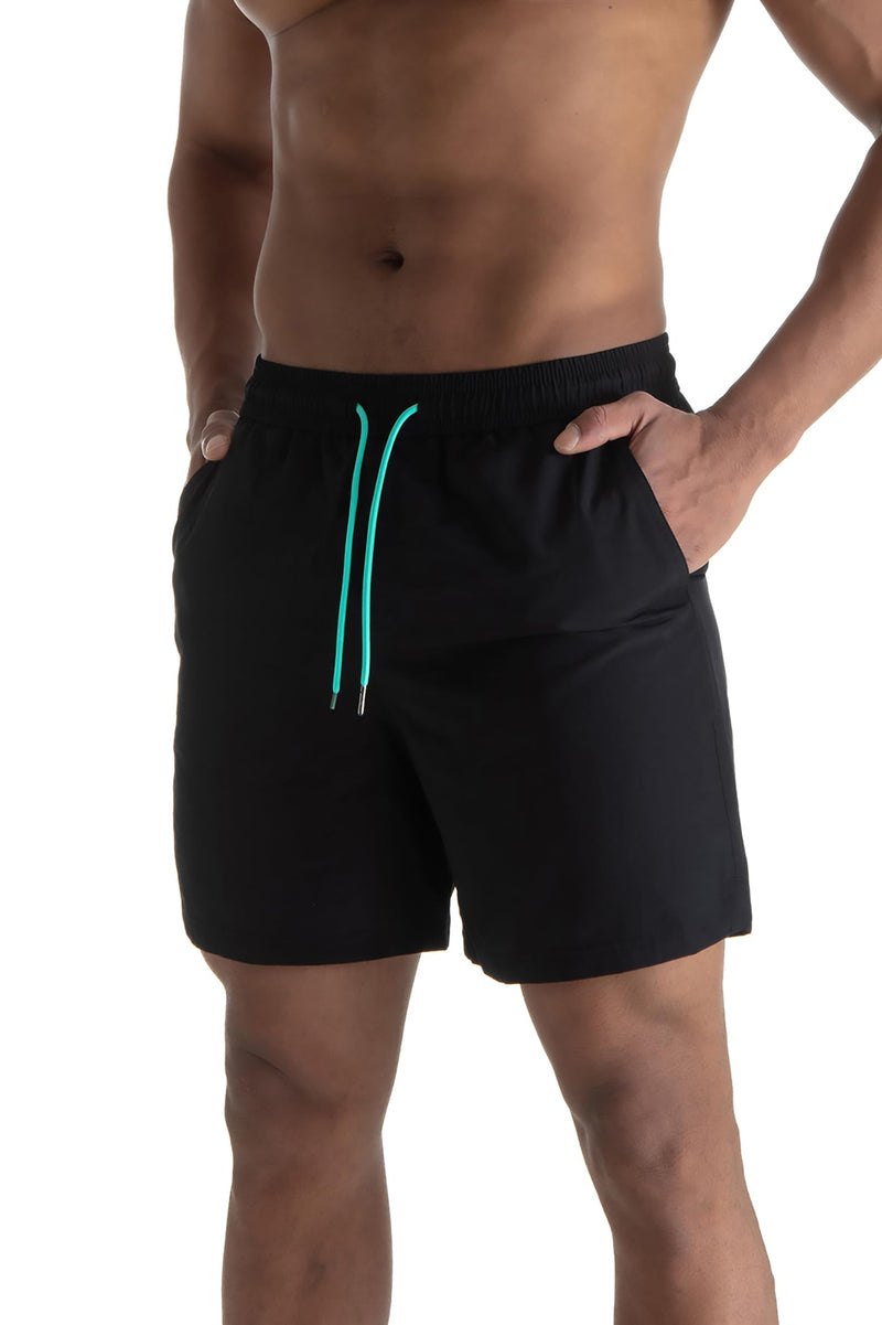Mens Swim Trunks 6" Quick Dry Swim Shorts with Mesh Lining Swimwear Bathing Suits with Zipper Pocket Black X-Large