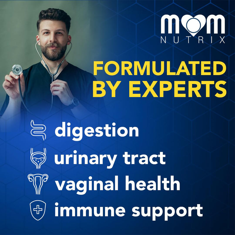 MOM NUTRIX Probiotic for Women - Vaginal, Gut, UT, pH Balance, Feminine & Digestive Health - Prebiotics with Probiotics, Cranberry, D-mannose - Bifidobacterium and Lactobacillus - 120 Capsules