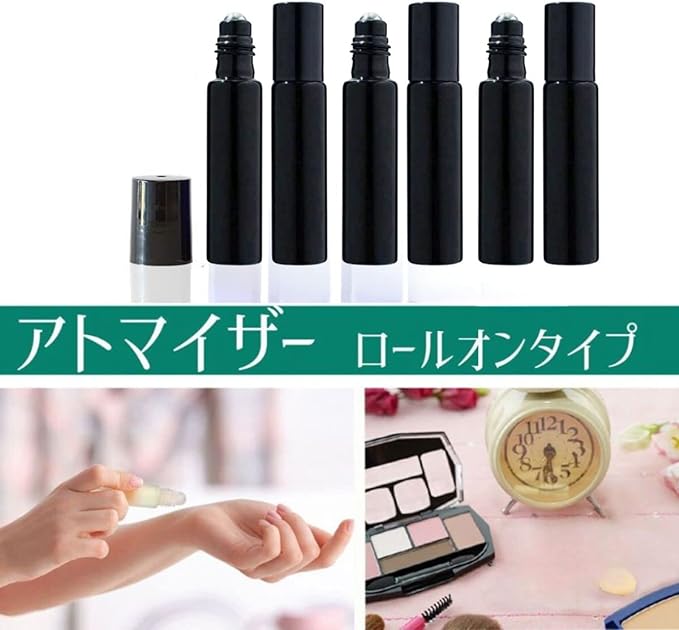 Atomizer Roll On Roll On Bottle, Blackout Bottle, Perfume, Aroma, Portable Refill Container, Black, 0.3 fl oz (10 ml), pokapokaya (1 Black) - BeesActive Australia