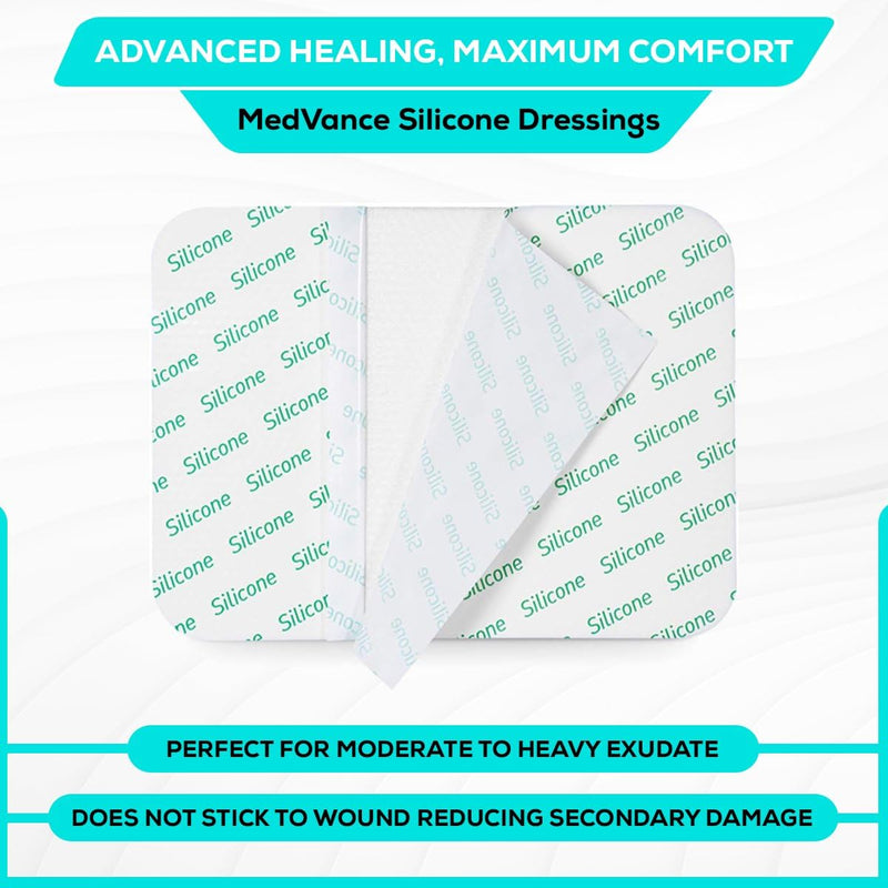 MedVance TM Silicone - Silicone Adhesive Foam Absorbent Dressing, 6"x8", Box of 5 dressings 6"x8" inch - BeesActive Australia