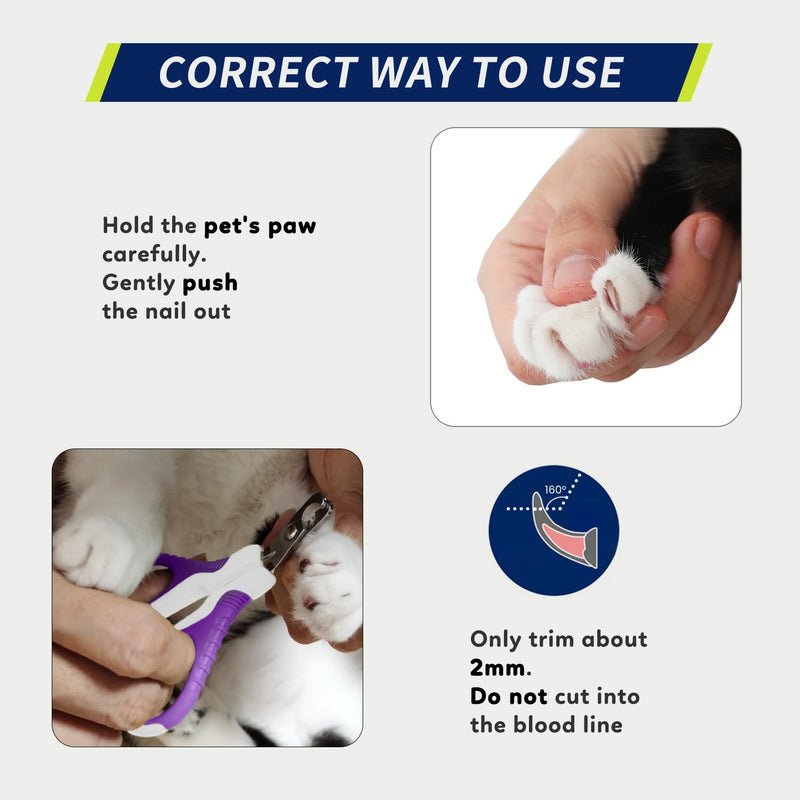 WePet Pet Nail Clippers(U07.1), Professional Claw Trimmer, Bended Scissor Special for Cats, Kittens, Dogs, Puppies, Small Animals, White/Violet - BeesActive Australia