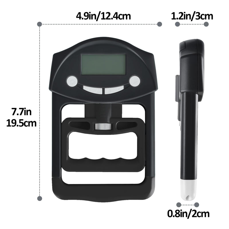 Grip Strength Tester, Hand Grip Dynamometer, Electronic Hand Grip Strength Tester Grip Strengthener Hand Exerciser Meter Digital Hand Grip Training Gauge 220 Lbs / 99 Kgs for Sports, School, Office and Home Use Black