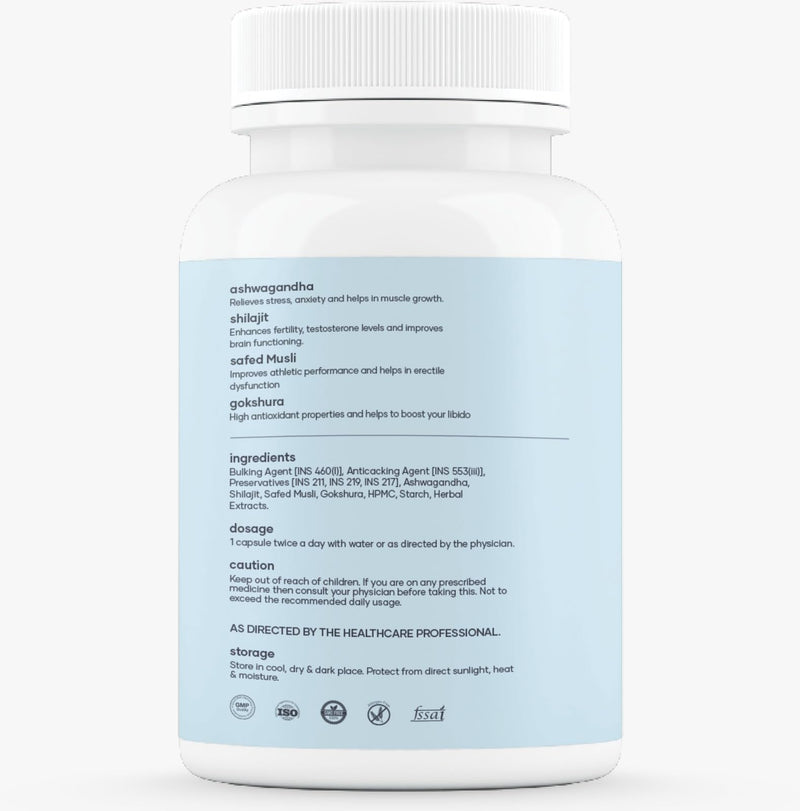Mars Surgemax Natural Capsules with Shilajit & Safed Musli | Supports Energy, Strength & Immunity | for Active Lifestyle | 60 Capsules | Pack of 1