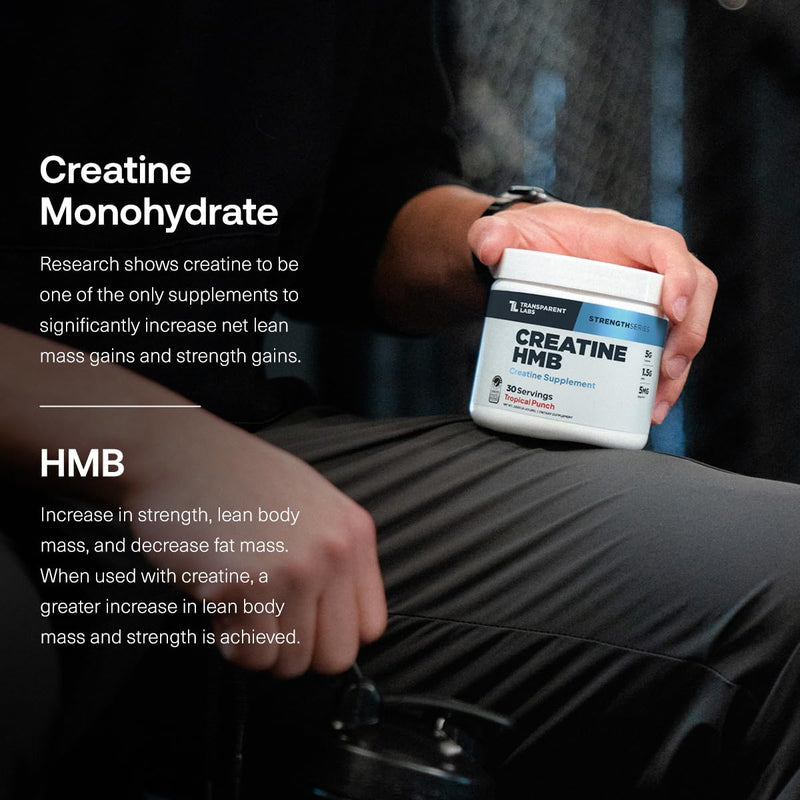 Transparent Labs Creatine HMB - Creatine Monohydrate Powder with HMB for Muscle Growth, Increased Strength, Enhanced Energy Output, and Improved Athletic Performance - 30 Servings, Unflavored