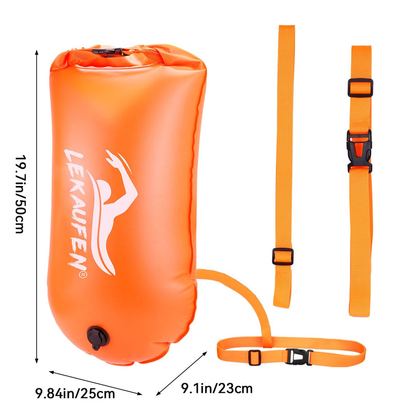 Swim Buoy for Open Water - Swim Safety Float Waterproof Dry Bag Swim Bubble for Swimmers and Triathletes, Swimming Buoy for Safer Swim Training, Snorkeling, Kayaking Orange