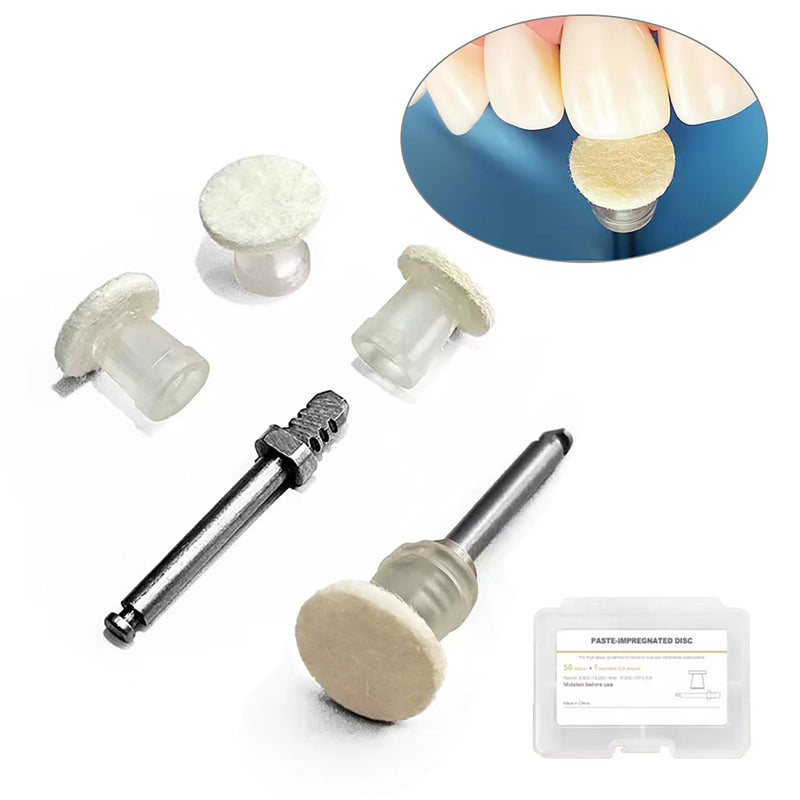 Dental Polishing Paste-Impregnated Disc, Dental Polisher Polishing Wheel Felt Finishing Disc with Mandrel for Tooth Polish Dentistry Tool